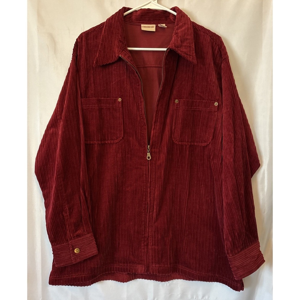 Vintage Crossroads 100% Cotton Corduroy Jacket Full Zip Pockets LG Old Money